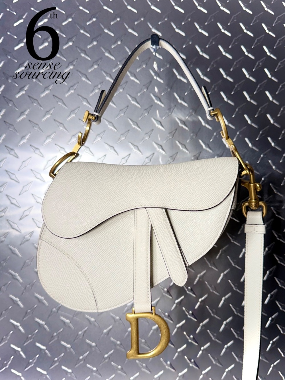 Dior Leather Mini Saddle Bag in White